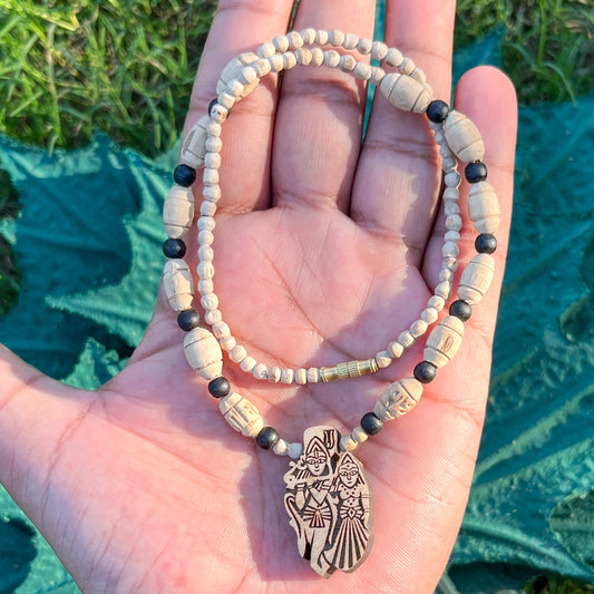 Sri Radha Krishna Big Locket, Raam naam Handcrafted Pure Tulsi Beads Mala Orignal