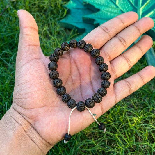 Sri Radha naam Handcrafted Beads Tulsi Hand bracelet