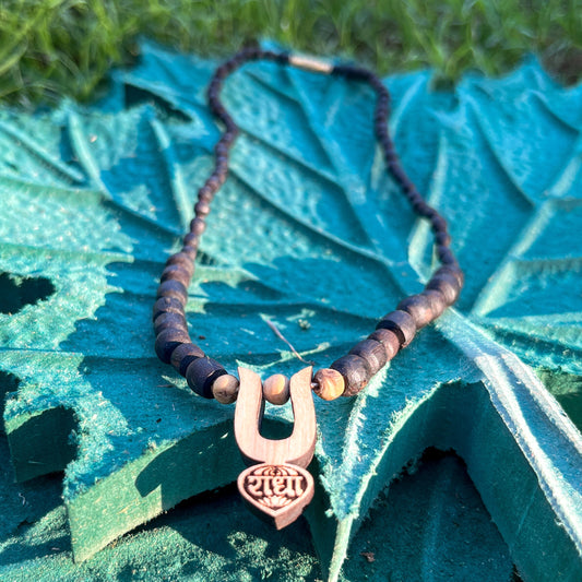 Sri Radha Tilak Locket Black Tulsi Mala Original